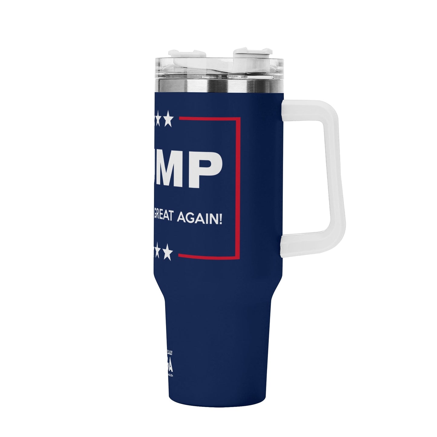 Trump MAGA 40oz Stainless Steel Tumbler With White Handle and Straw