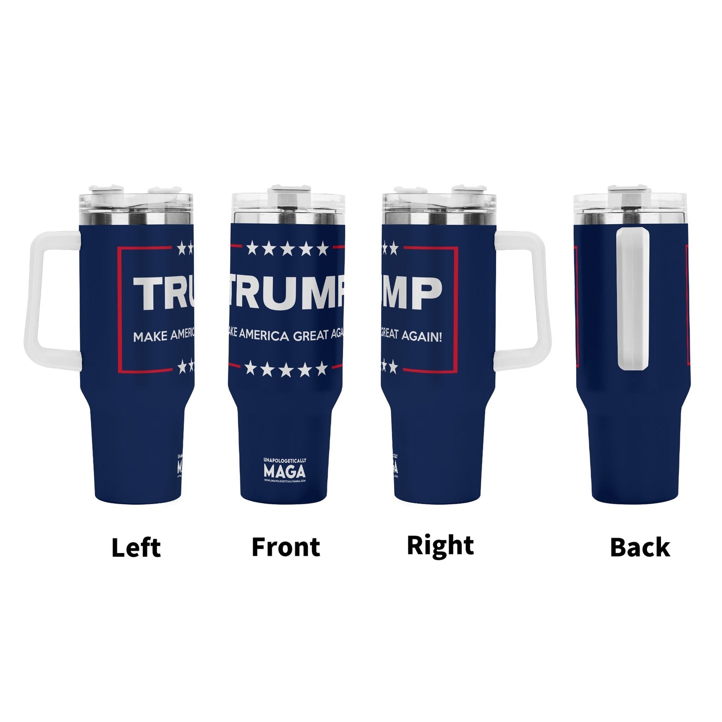 Trump MAGA 40oz Stainless Steel Tumbler With White Handle and Straw