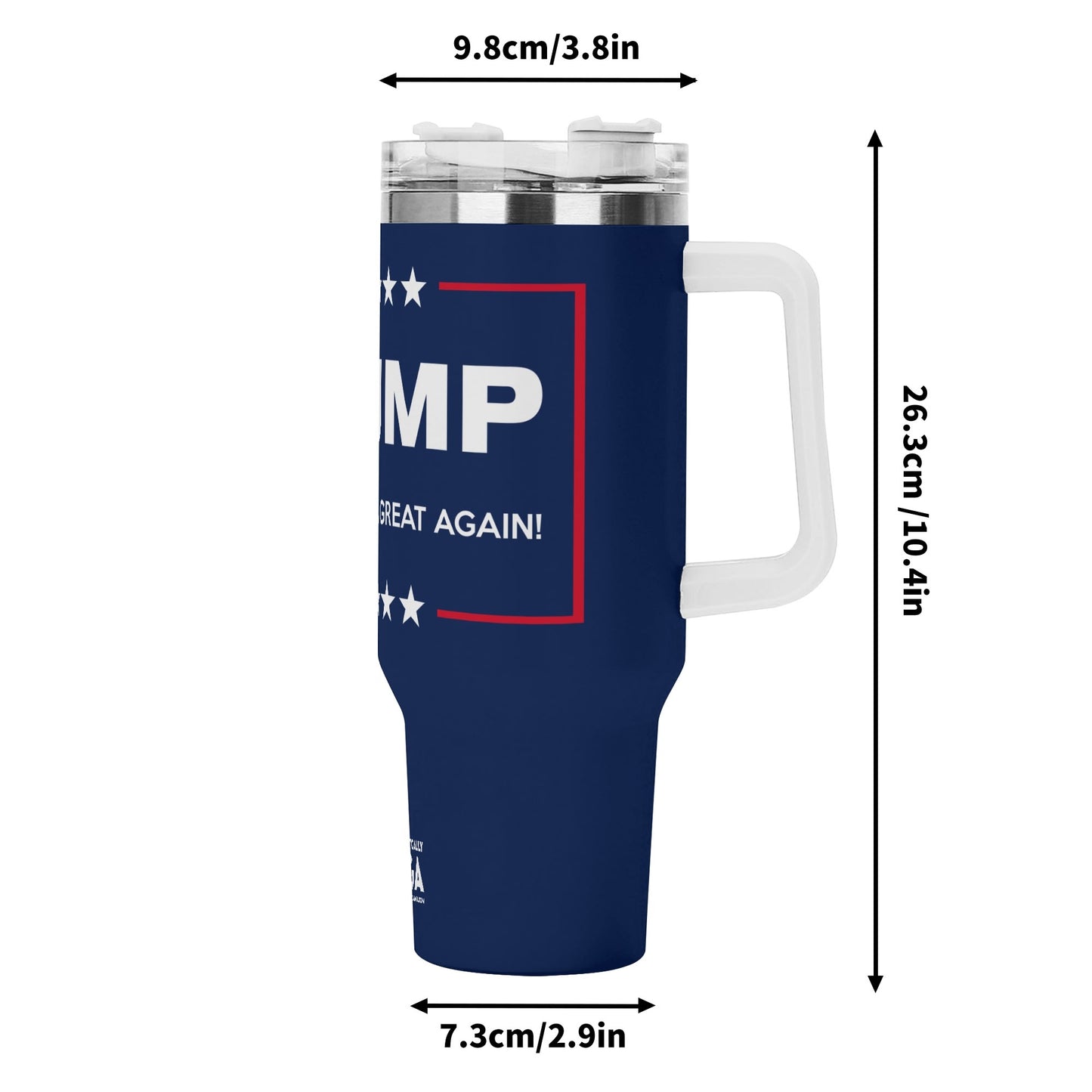 Trump MAGA 40oz Stainless Steel Tumbler With White Handle and Straw