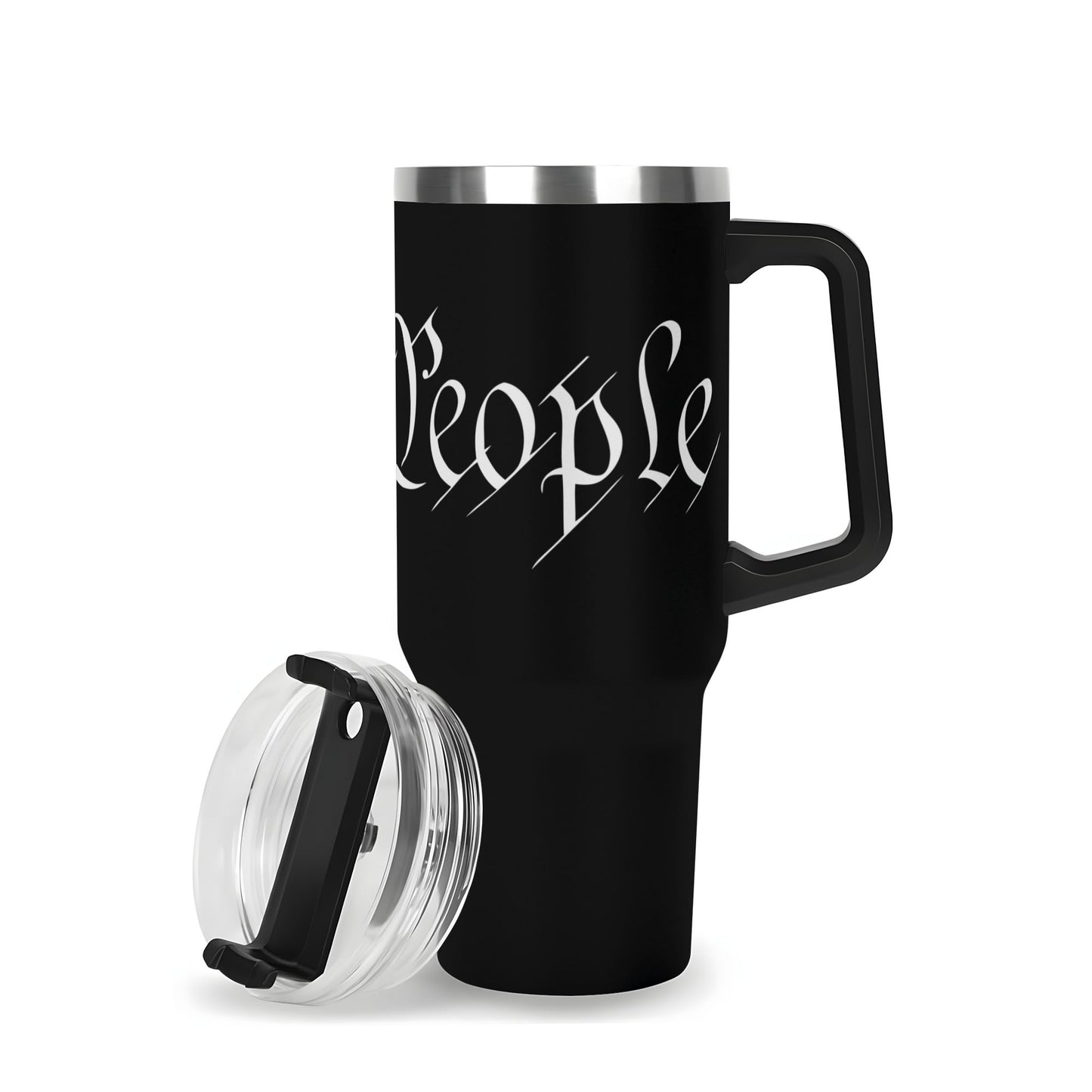 We The People 40oz Stainless Steel Tumbler With Black Handle and Straw