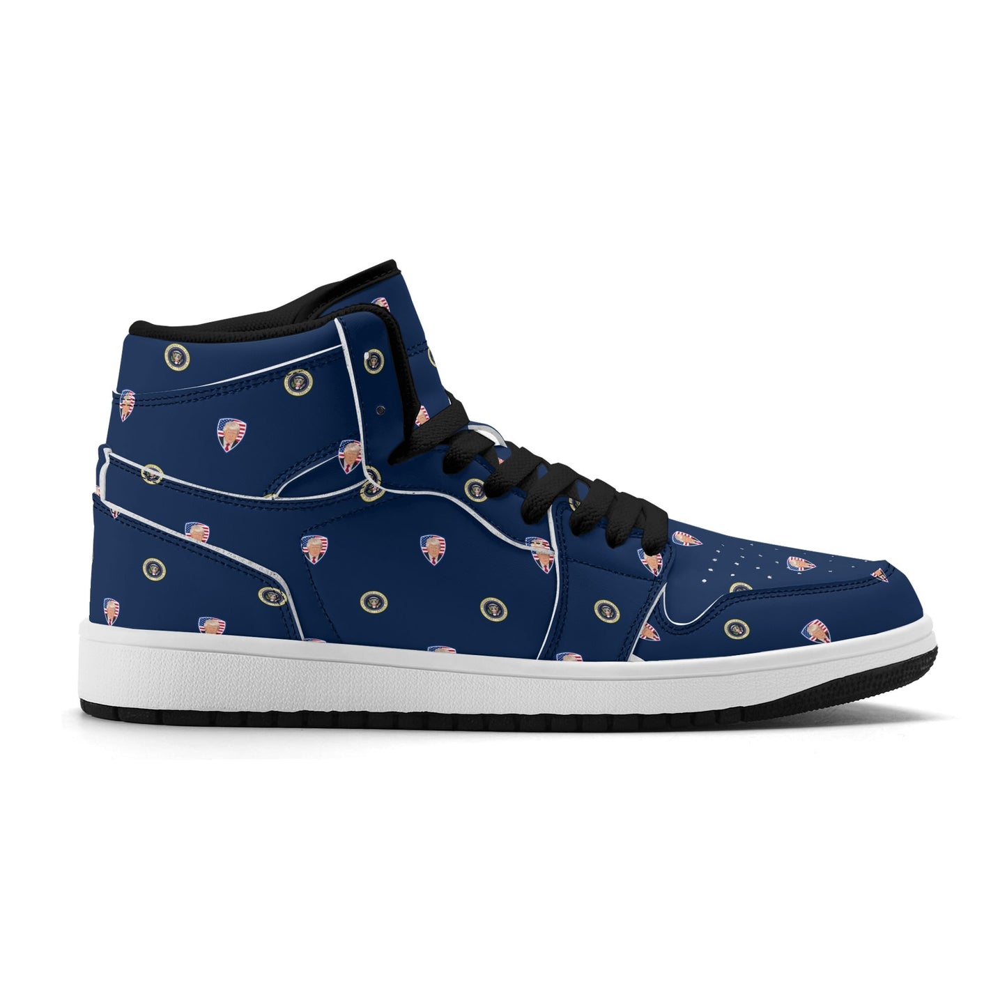 Trump POTUS Blue Mens Premium PU Leather High Top Sneakers-V2