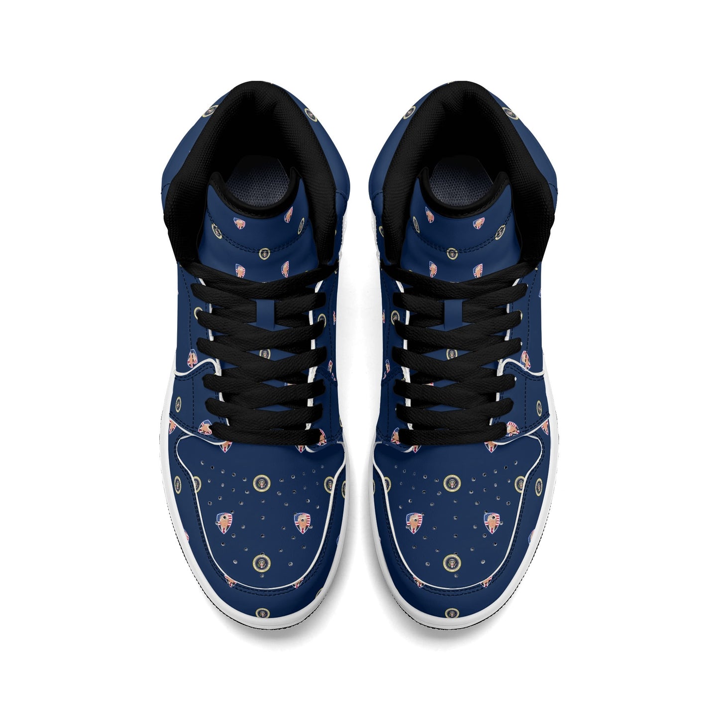 Trump POTUS Blue Mens Premium PU Leather High Top Sneakers-V2