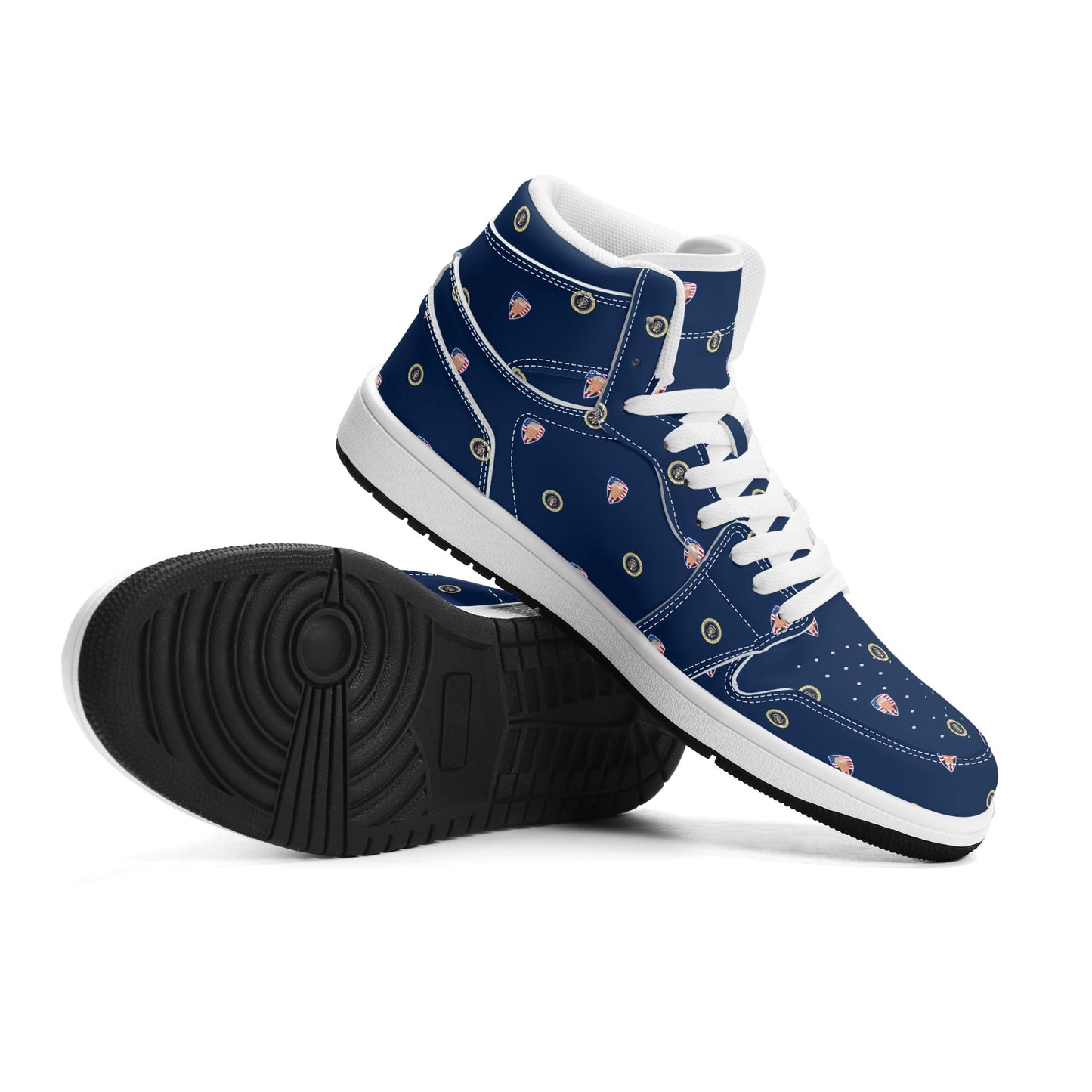 Trump POTUS Blue Mens Premium PU Leather High Top Sneakers-V2