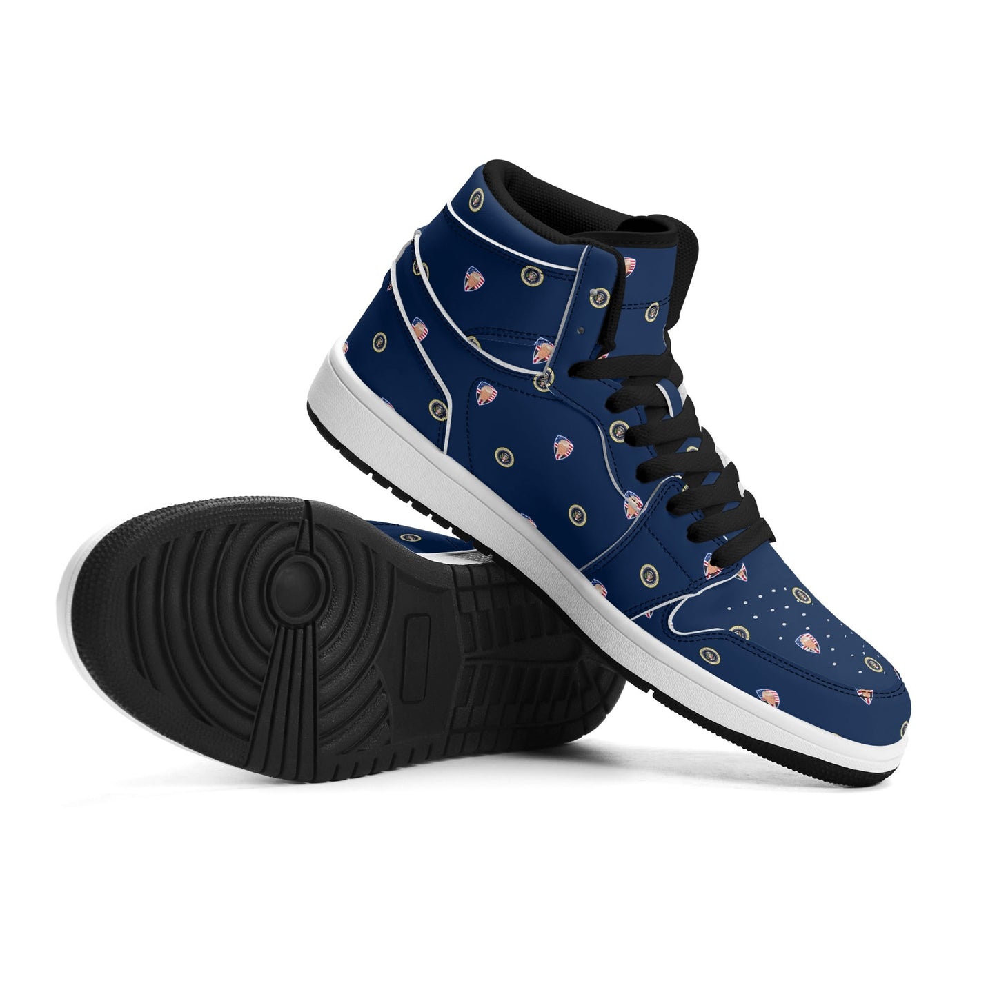 Trump POTUS Blue Mens Premium PU Leather High Top Sneakers-V2