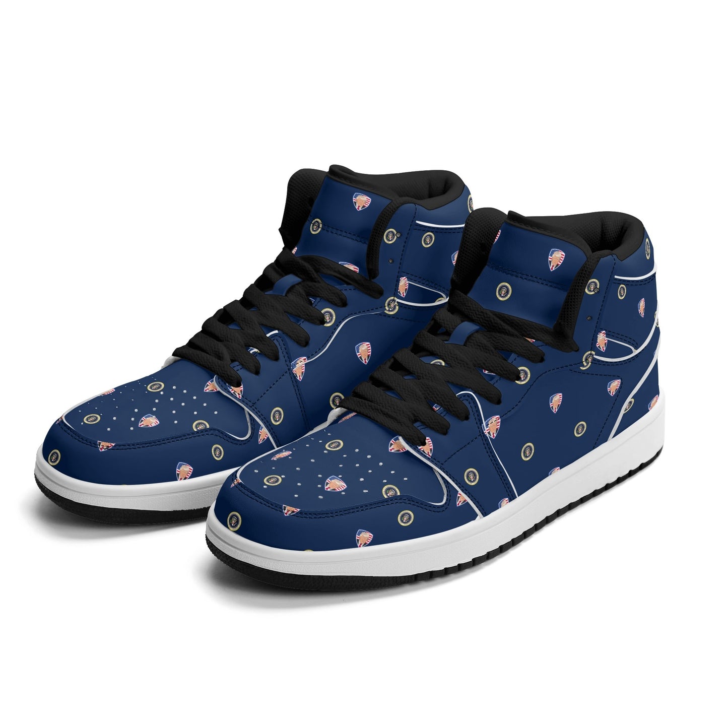 Trump POTUS Blue Mens Premium PU Leather High Top Sneakers-V2