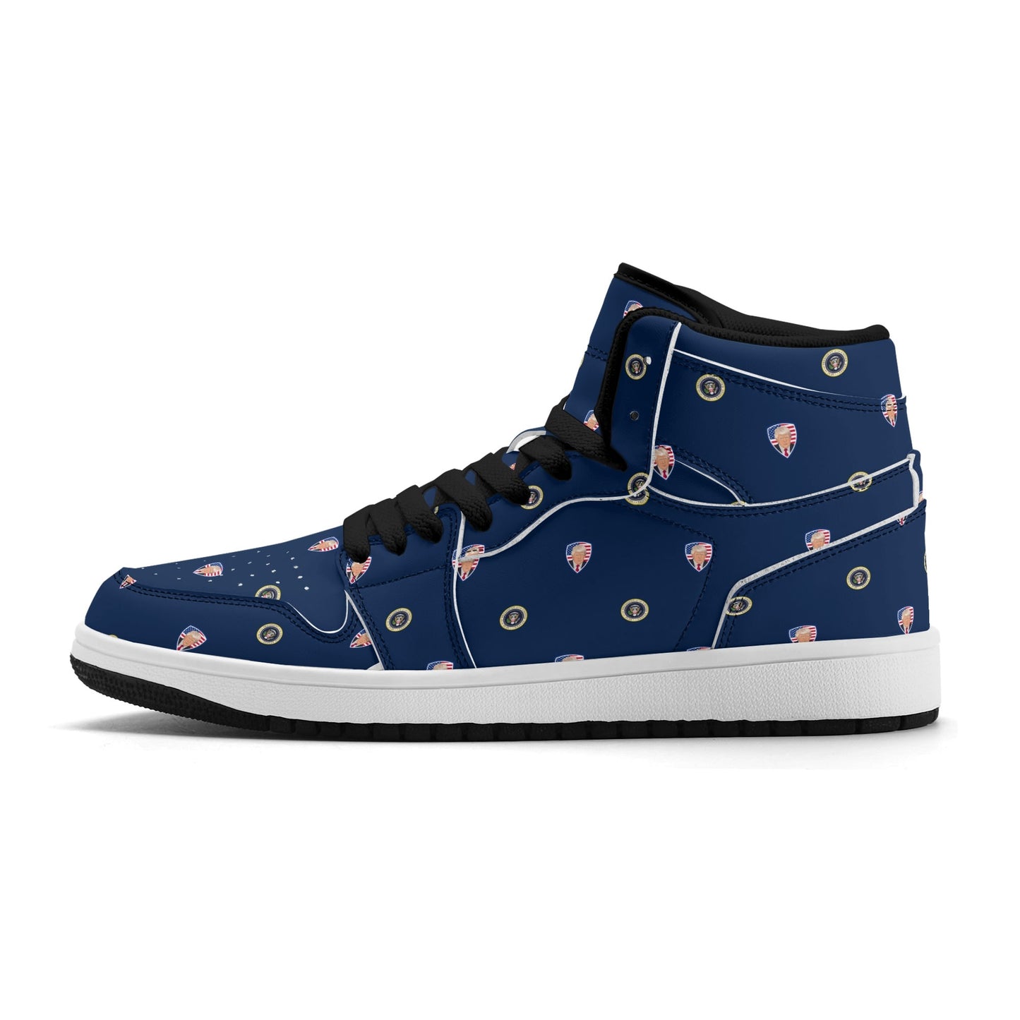 Trump POTUS Blue Mens Premium PU Leather High Top Sneakers-V2