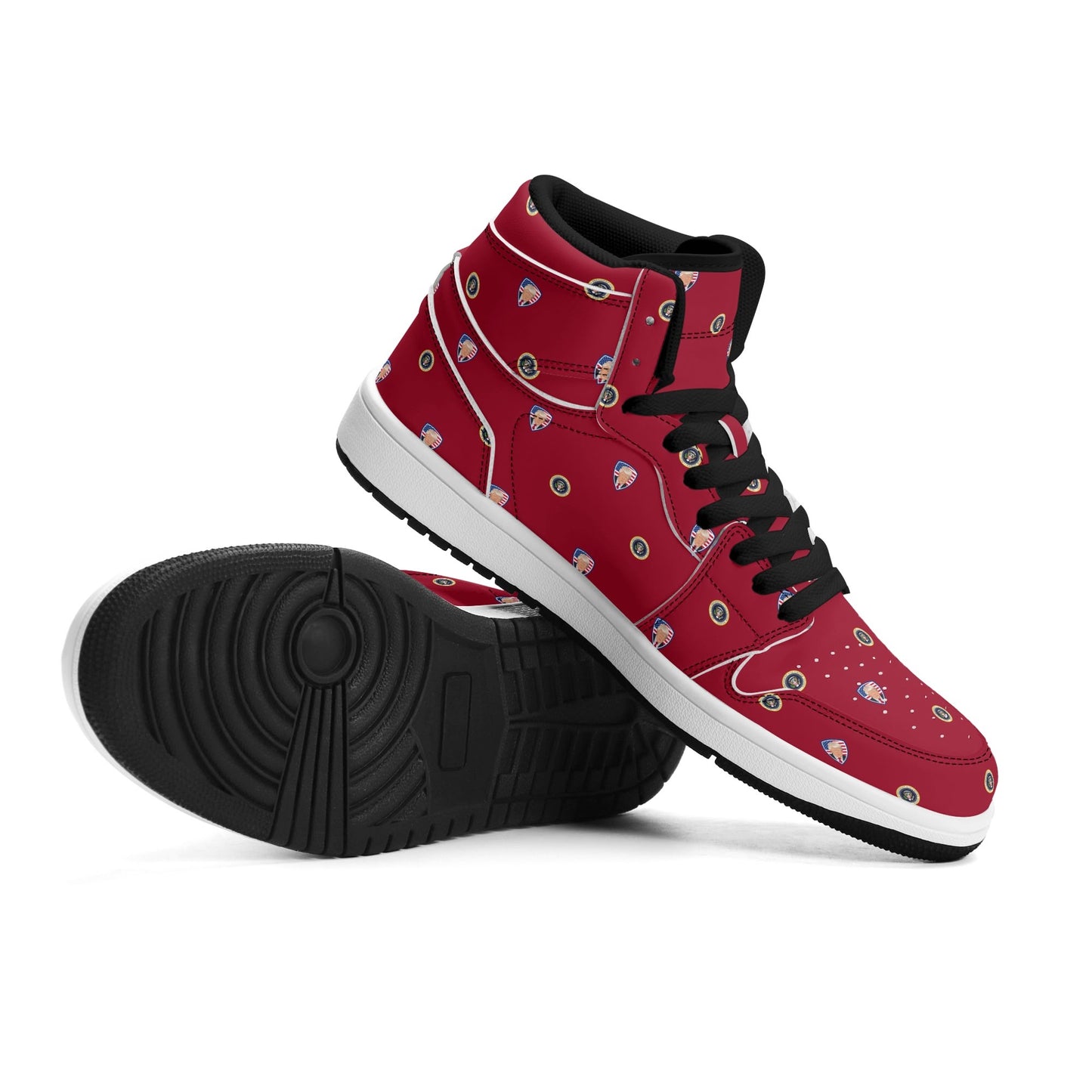 Trump POTUS Red Mens Premium PU Leather High Top Sneakers-V2