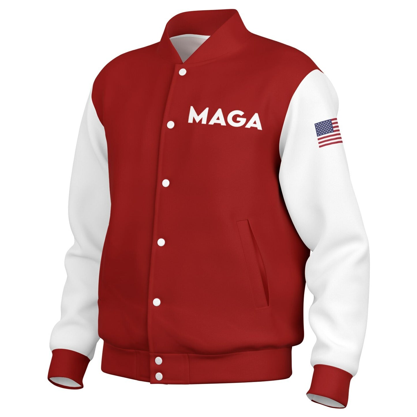 MAGA Red & White Baseball Jacket