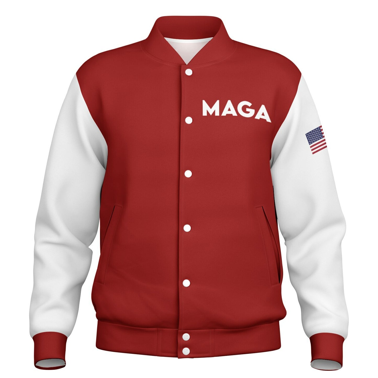 MAGA Red & White Baseball Jacket