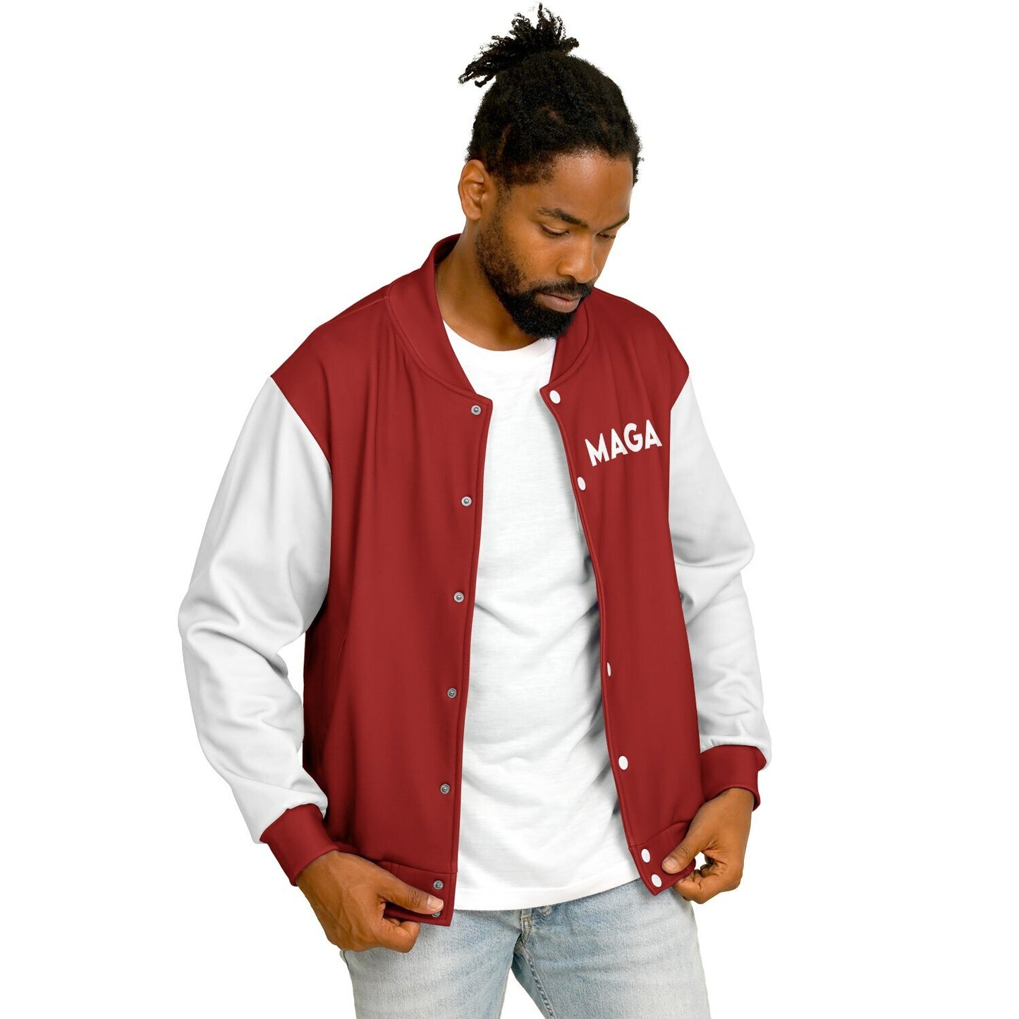 MAGA Red & White Baseball Jacket