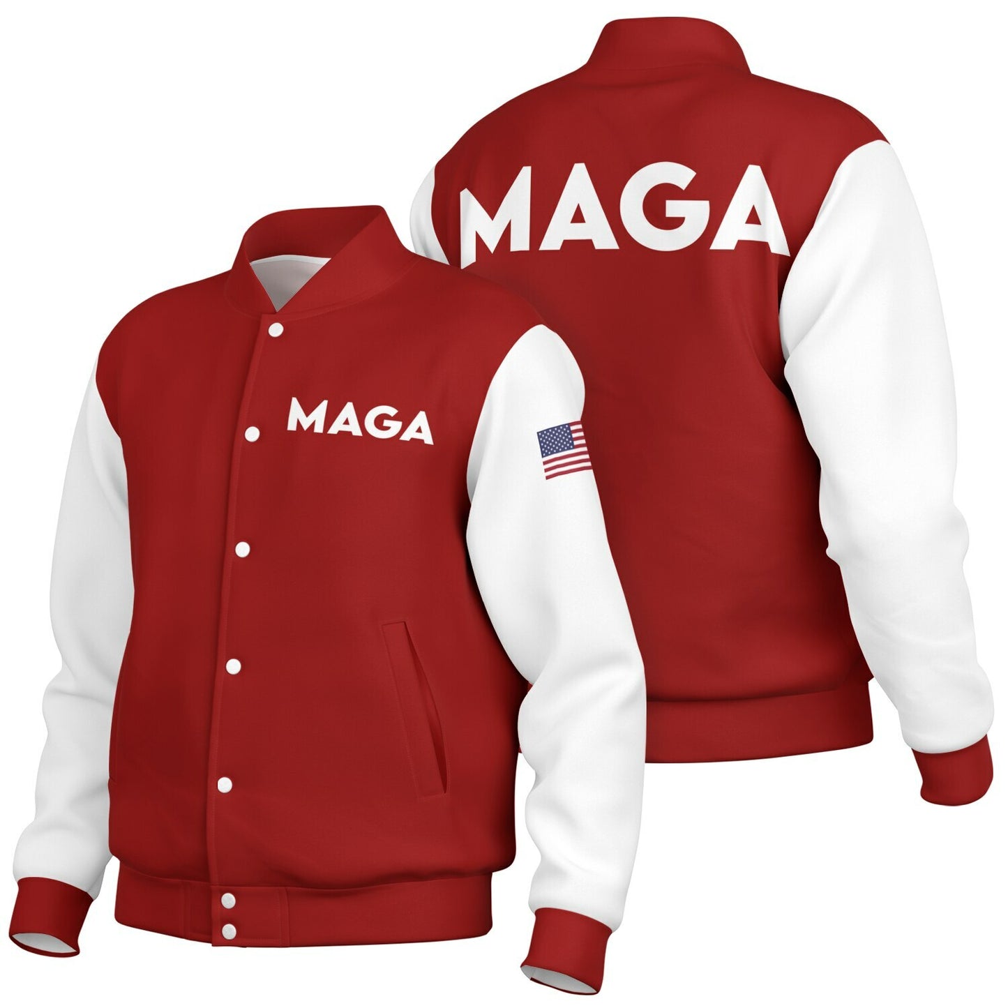 MAGA Red & White Baseball Jacket